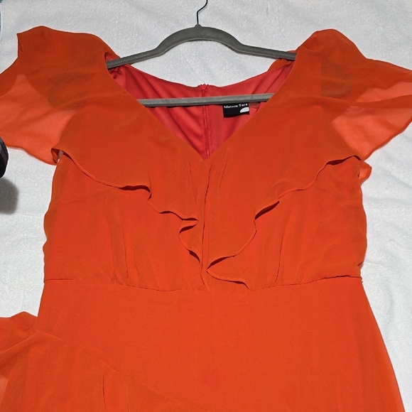 Maison Tara Orange Asymmetrical Ruffled Sundress - Picture 4 of 6
